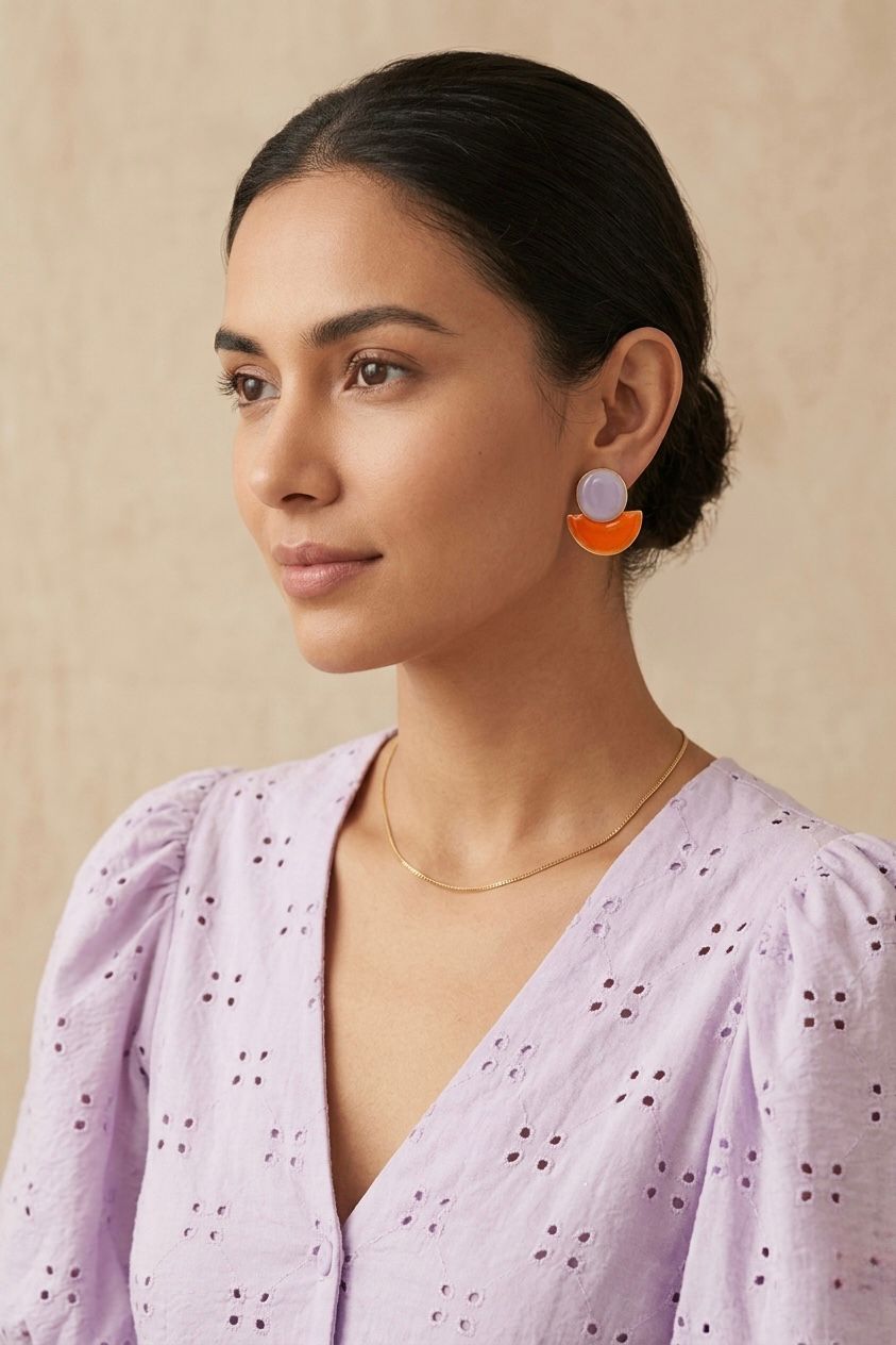Pendientes hechos a mano Semi Sol de Lavanda