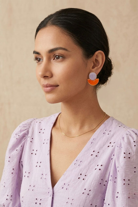 Pendientes hechos a mano Semi Sol de Lavanda