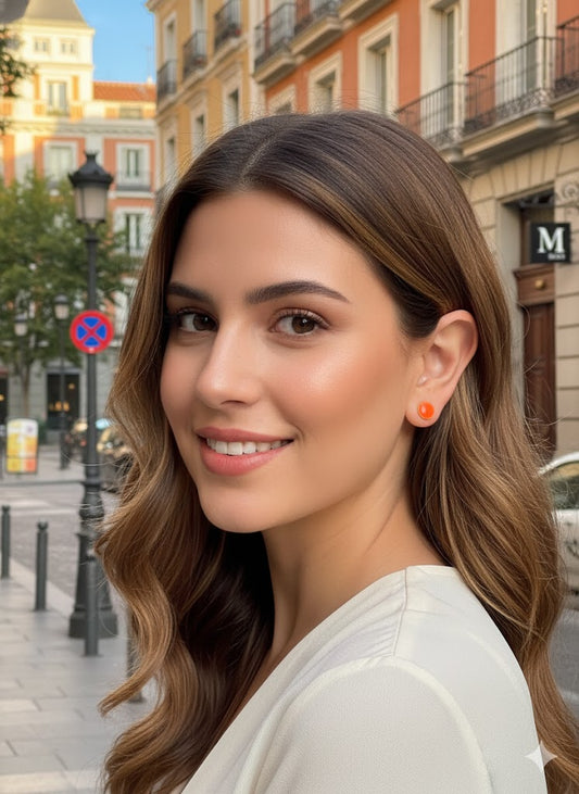 Pendientes Lunares naranja MINI - pintados a mano