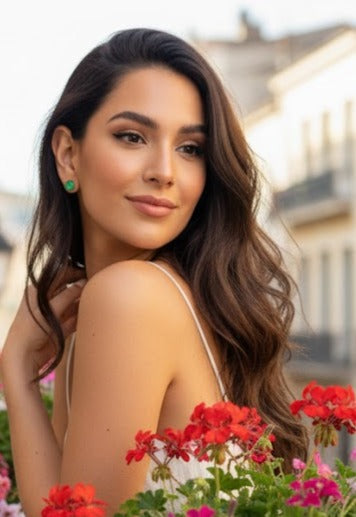 Pendientes Lunares verde MINI - pintados a mano