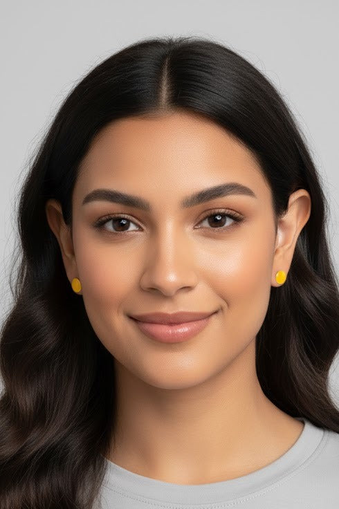 Pendientes Lunares amarillos MINI - pintados a mano