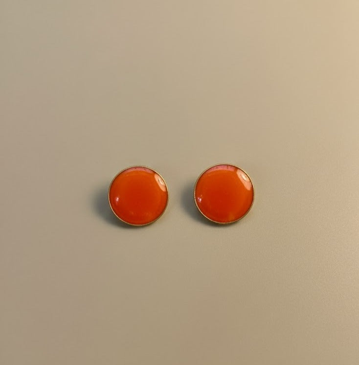 Pendientes Lunares naranja MINI - pintados a mano
