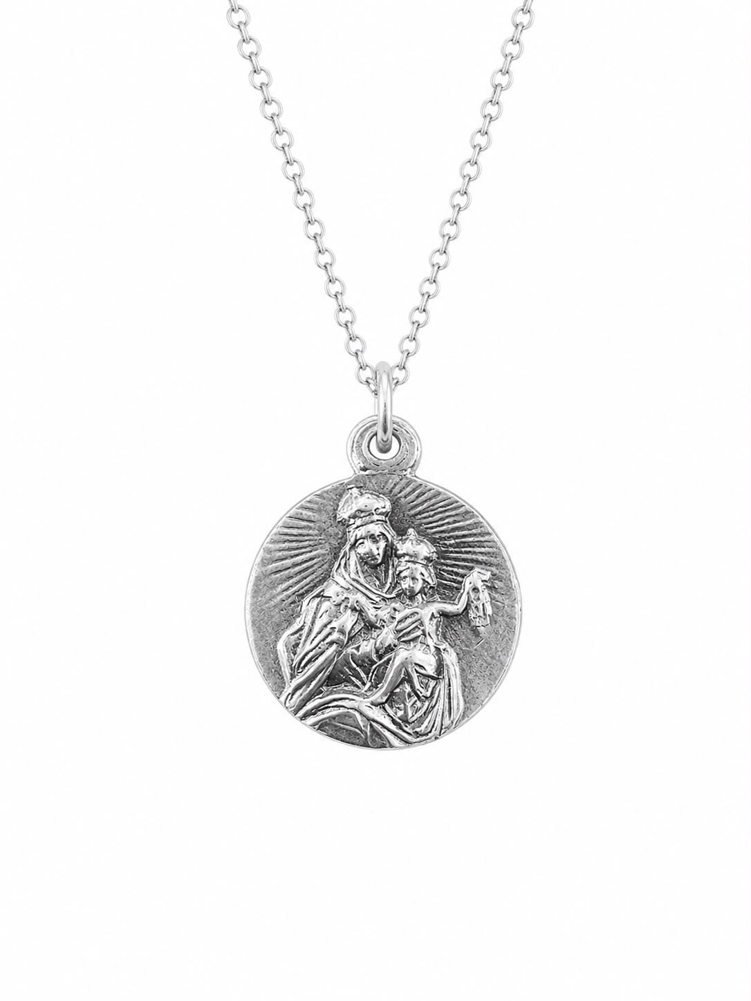 Medalla Escapulario de la Virgen del Carmen y Sagrado Corazón de Jesús en Plata 950 | Hecha a mano en España