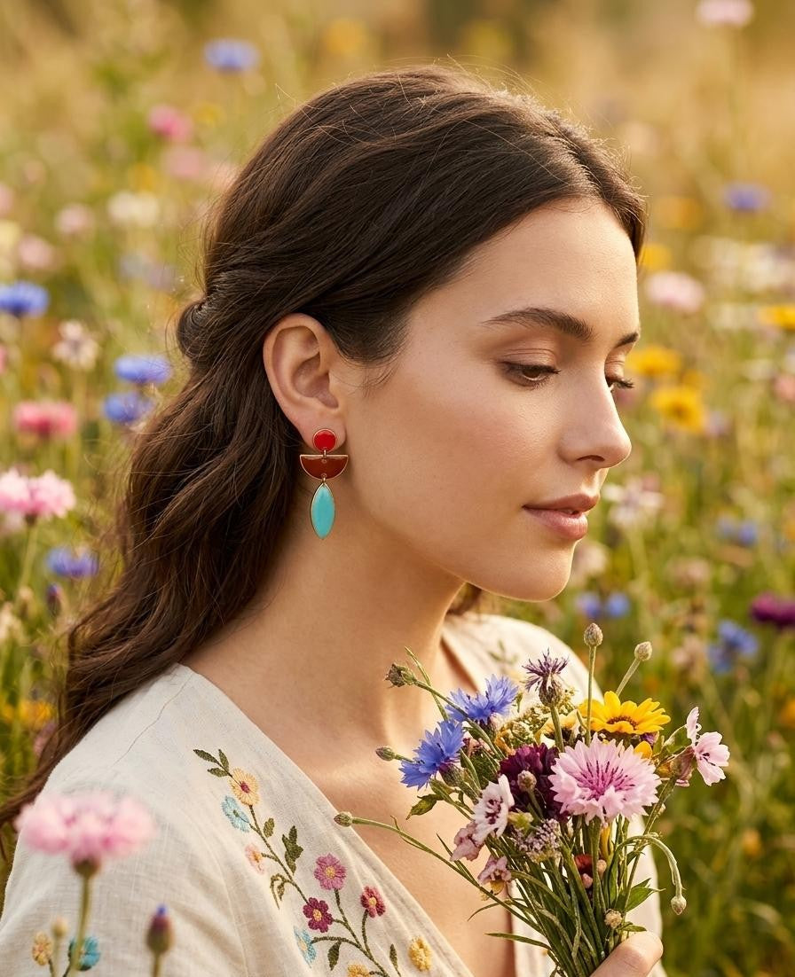 Poppy and Sky Earrings