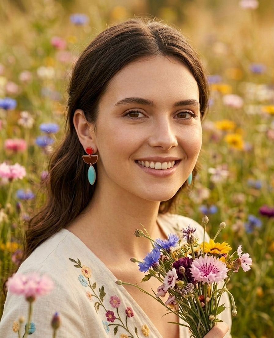 Poppy and Sky Earrings