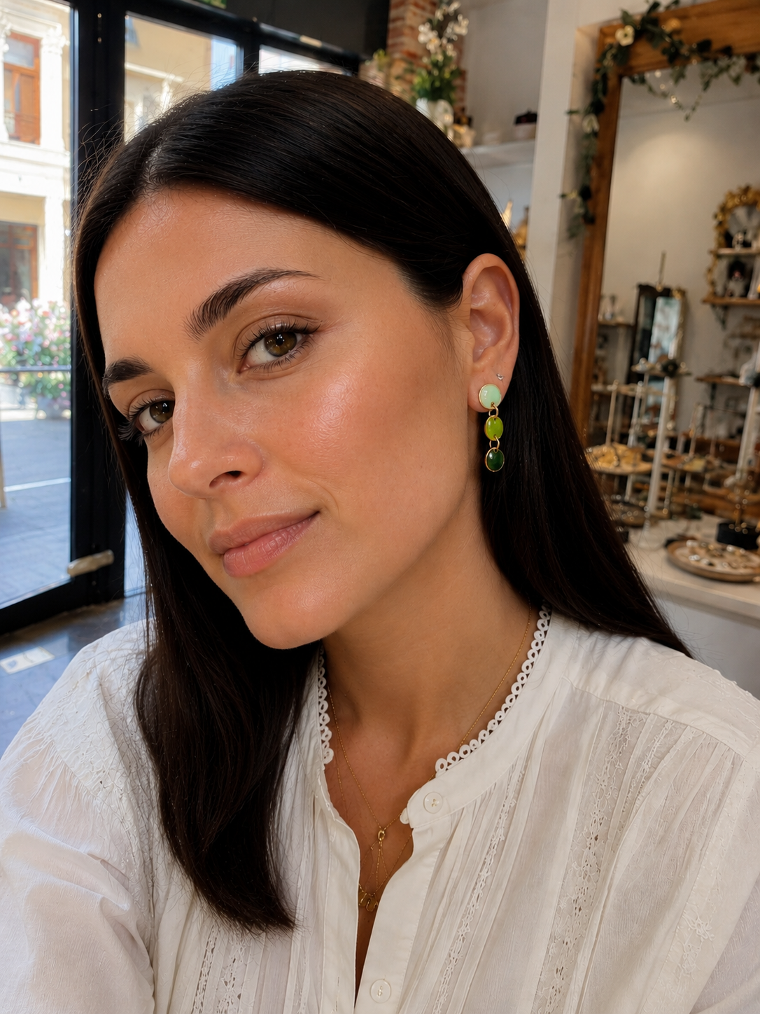 Pendientes Espíritu Natural – Pendientes verdes artesanales hechos a mano en Madrid