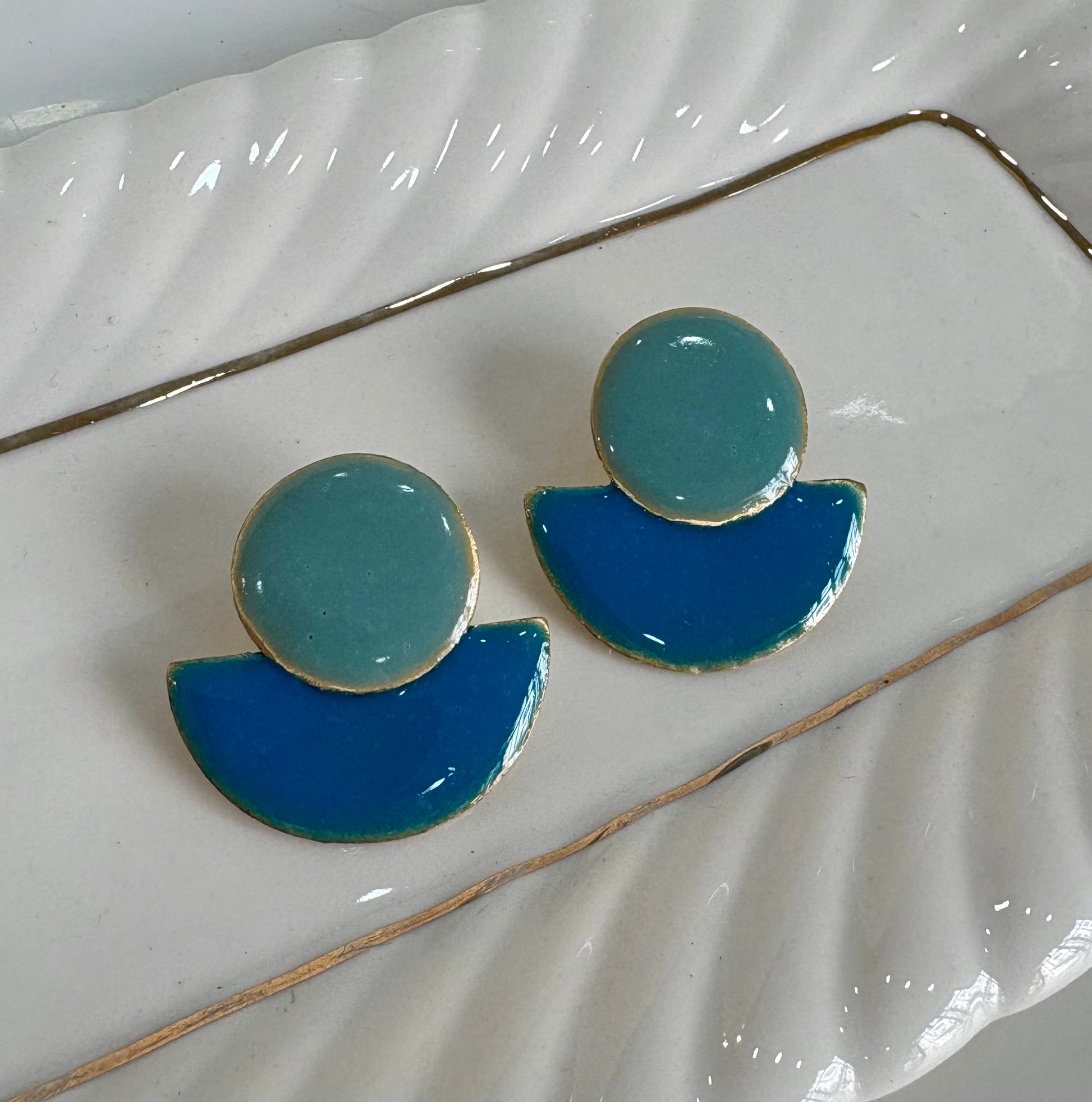 pendientes artesanales azules 