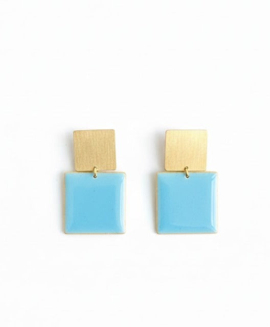 Pendientes Acuadritos Azul claro - hechos a mano