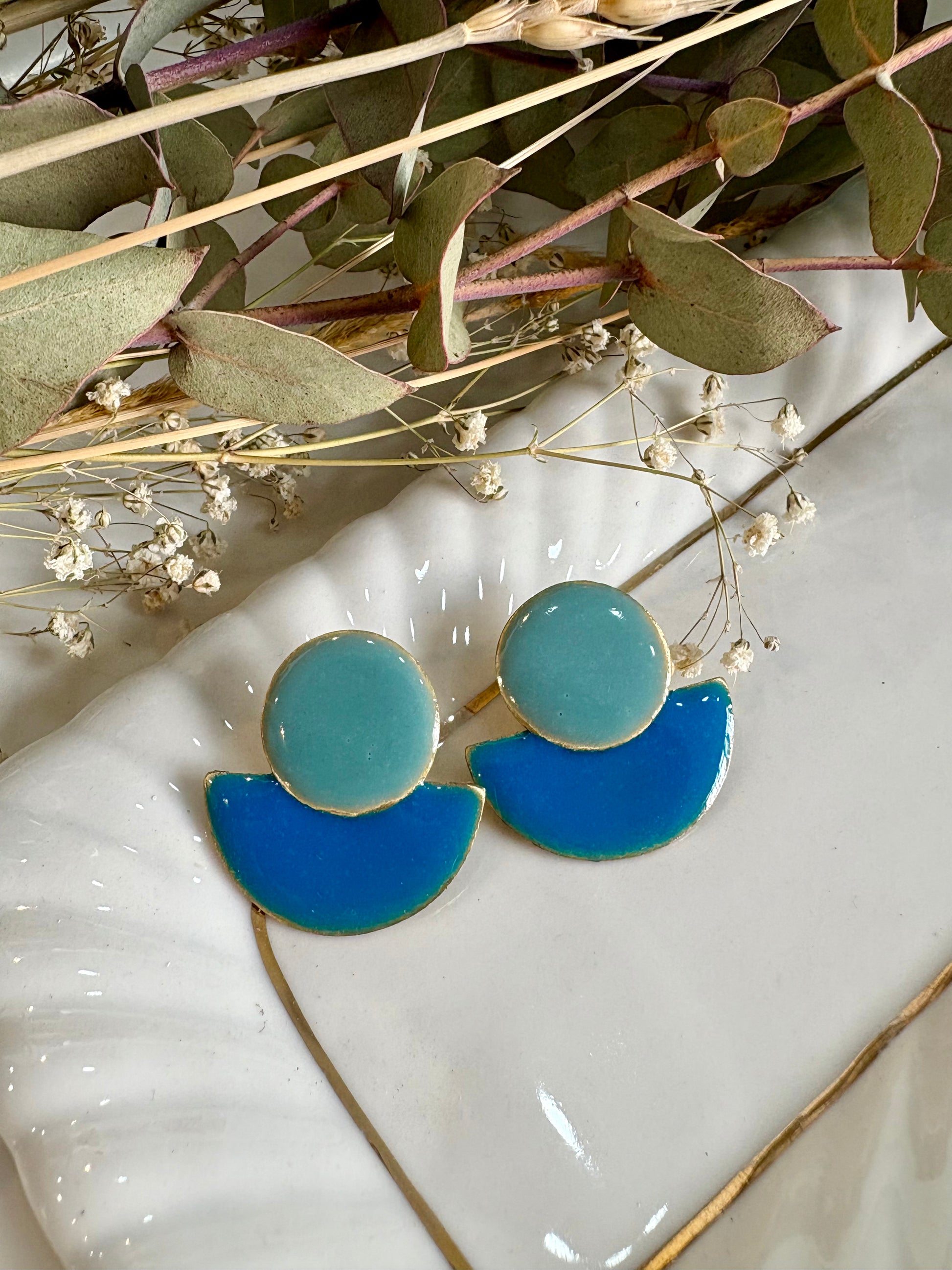 pendientes hechos a mano azules 