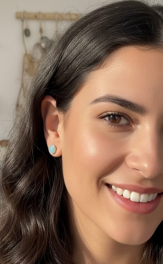 Pendientes Lunares Turquesa MINI - pintados a mano