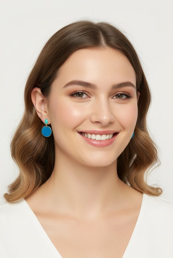 Pendientes Pétalo azules - pintados a mano