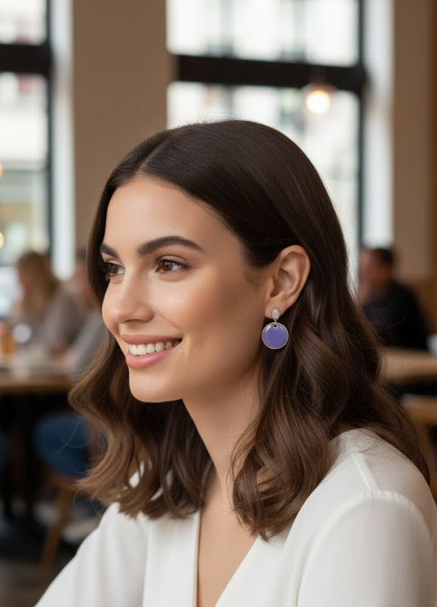 Pendientes Pétalo morados - pintados a mano