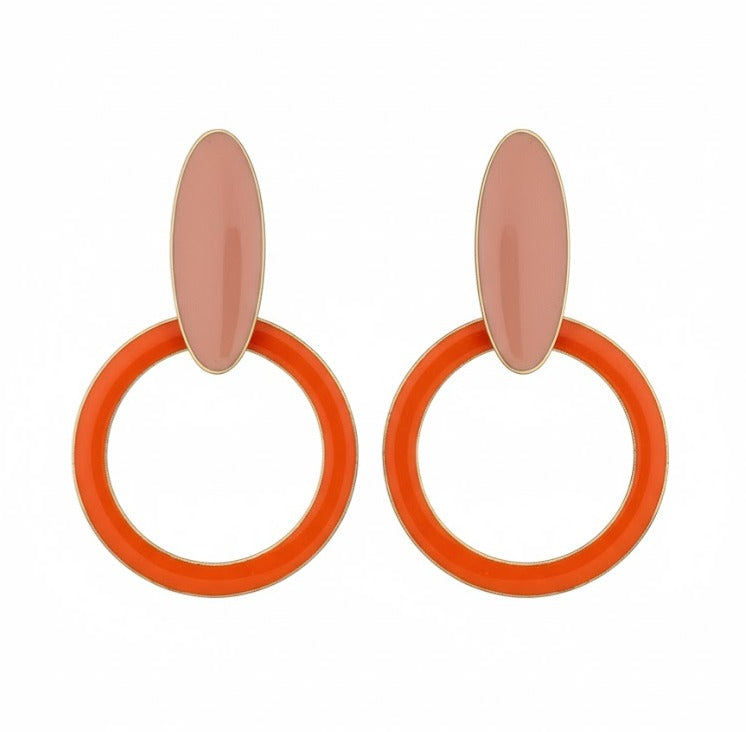 Aurora Dance Earrings - Reversible maxi earrings in brass and hand-painted resin