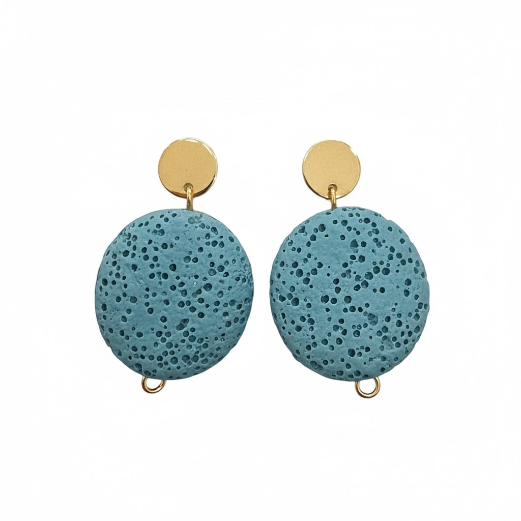 Pendientes Piedra Volcánica azul medio
