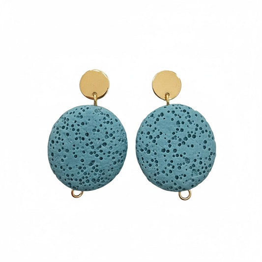 Pendientes Piedra Volcánica azul medio