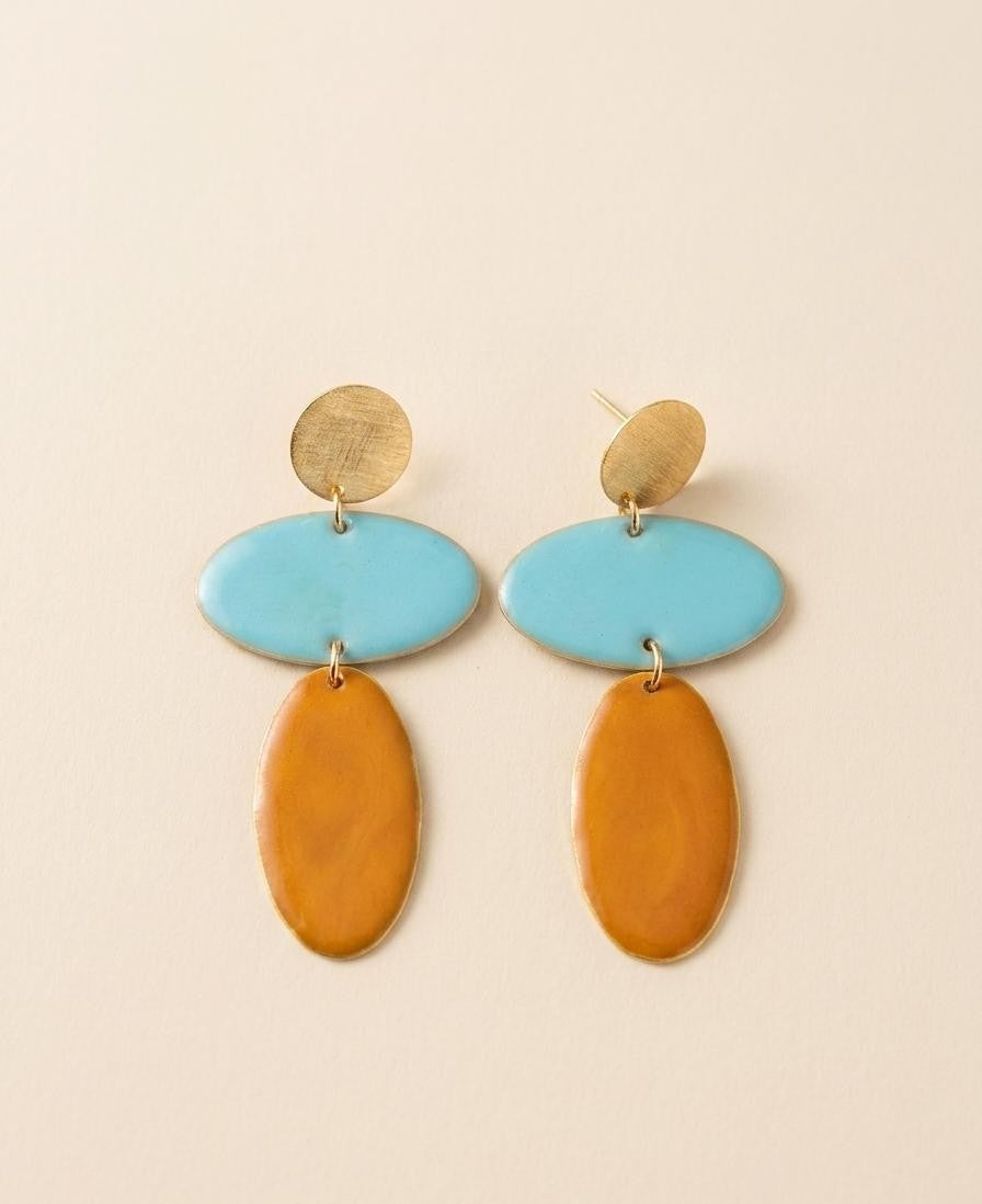Maxicolor Earrings/ Turquoise & Amber