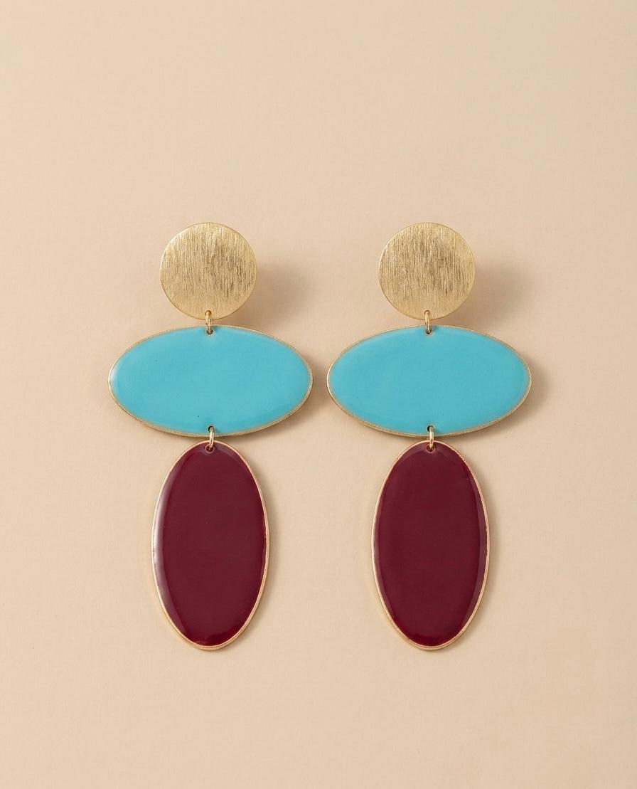 Maxicolor earrings/wine & blue
