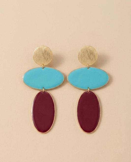 Pendientes Maxicolor/vino & azul