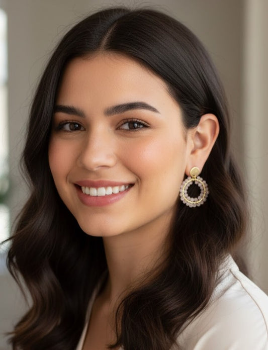 Pendientes Tejidos Rosa - pequeños