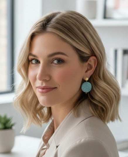 Pendientes Piedra Volcánica azul claro