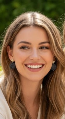 Pendientes Piedra Volcánica negro