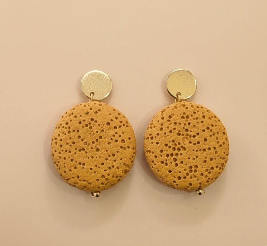 Pendientes Piedra Volcánica mostaza