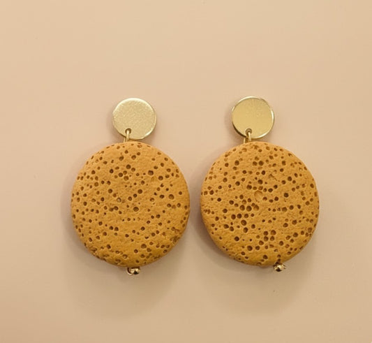 Pendientes Piedra Volcánica mostaza