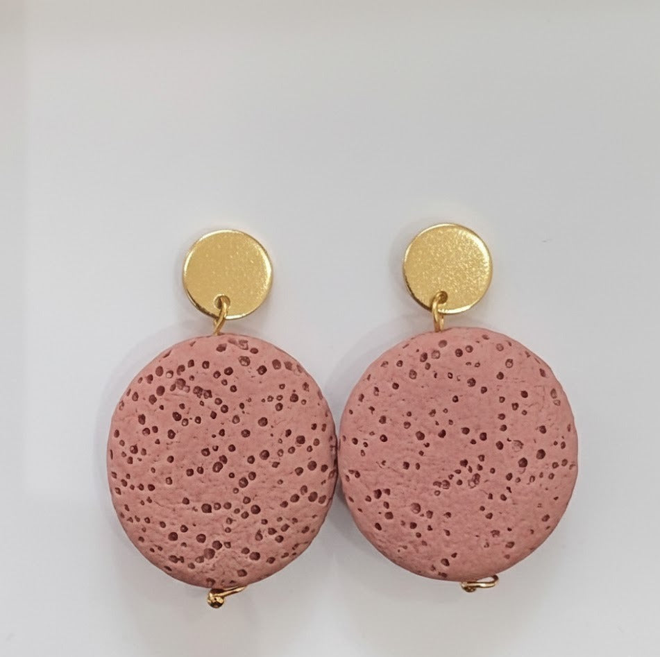 Pendientes Piedra Volcánica rosa claro