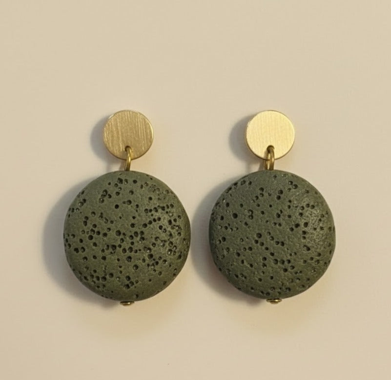Pendientes Piedra Volcánica verde oscuro