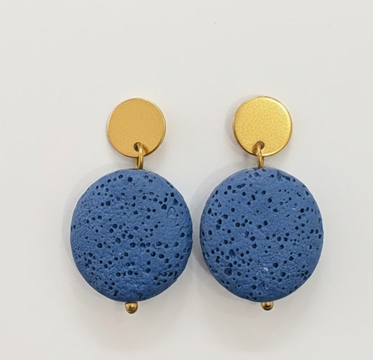 Pendientes Piedra Volcánica azul rey