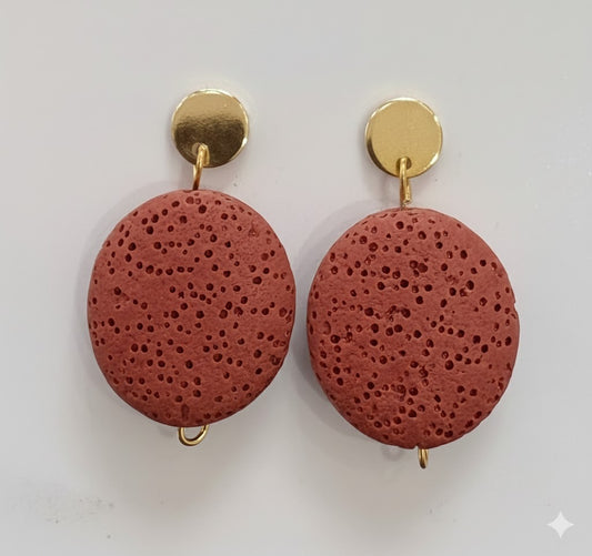 Pendientes Piedra Volcánica rosa oscuro