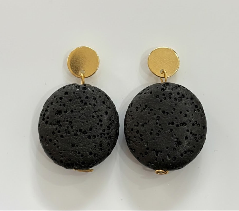 Pendientes Piedra Volcánica negro