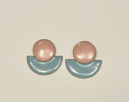 Pendientes Artesanales Semi Rosa y azul