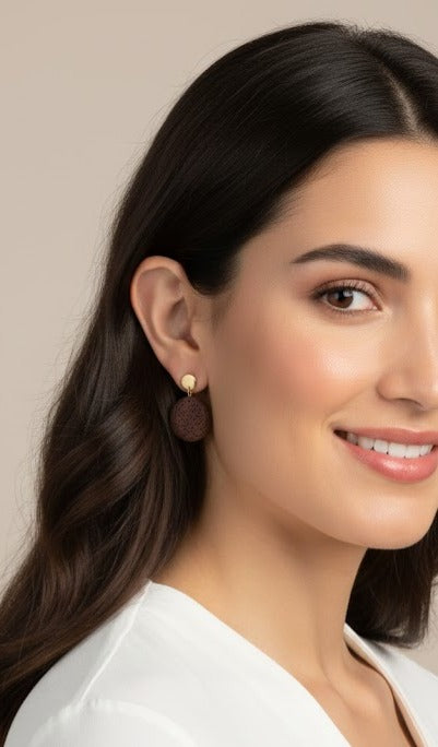 Pendientes Piedra Volcánica marrón