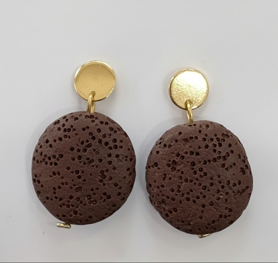 Pendientes Piedra Volcánica marrón