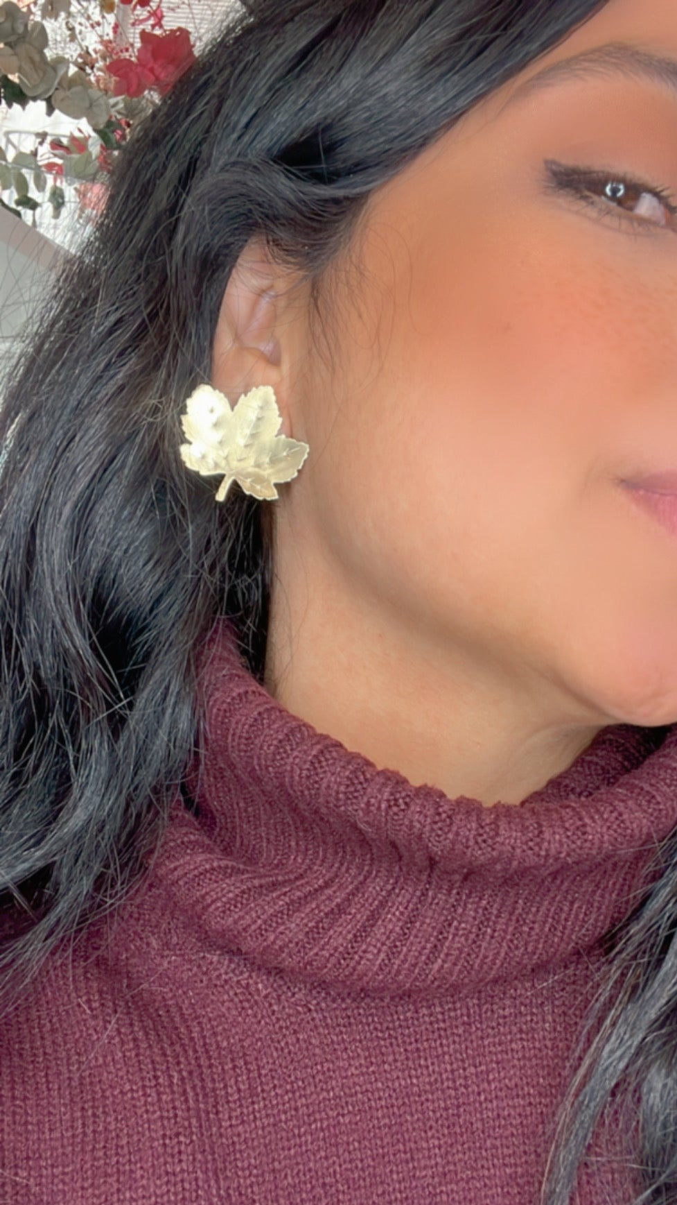 Mujer pendientes otoño en latón 